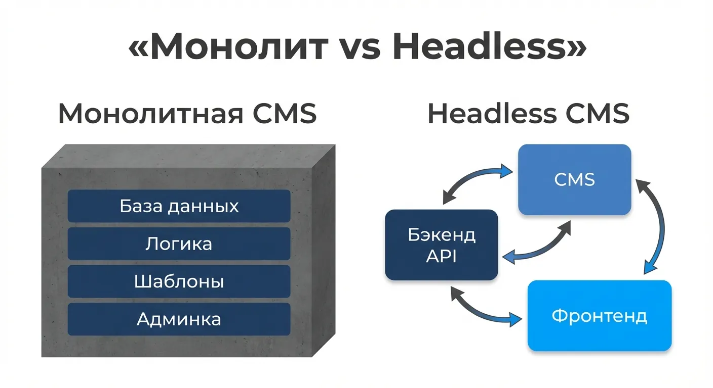 Сравнение монолитной и headless архитектуры