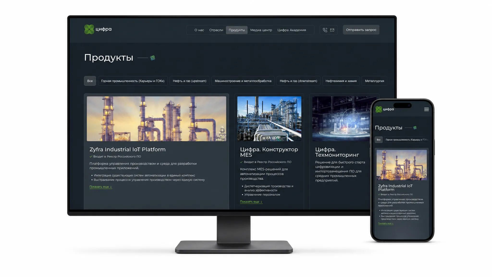 Каталог продуктов «Цифры» — desktop и mobile